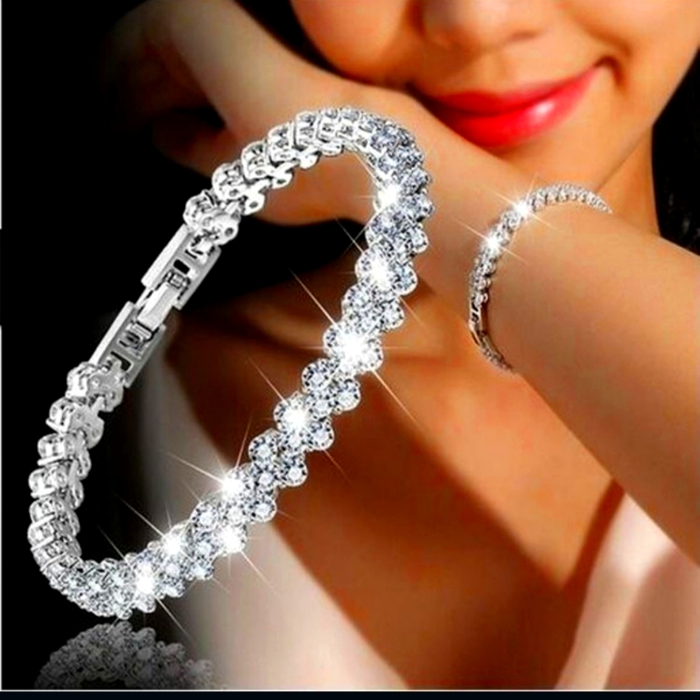 925 Sterling Silver Crystal Diamond Bracelet